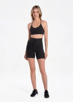LOLE Half Moon Biker Shorts - Black Heather