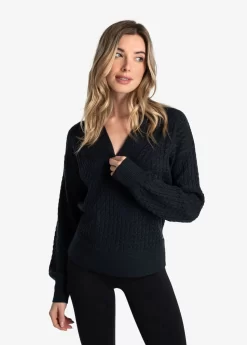 LOLE Camille V-Neck Sweater - Black Heather -Urban Fit Shop LSW4354 N134 4 1900x scaled