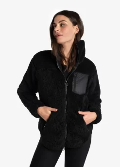 LOLE Yana Full Zip Fleece Cardigan - Black