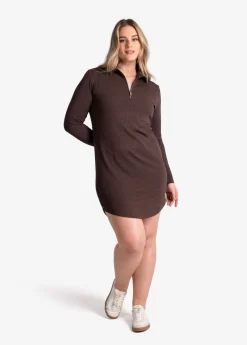 LOLE Traverse 1/2 Zip Dress - Java Heather -Urban Fit Shop LSW4370 C224 7 1900x scaled