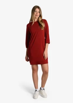 LOLE Performance Wool 3/4 Sleeve Dress - Merlot