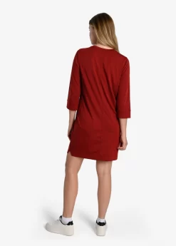 LOLE Performance Wool 3/4 Sleeve Dress - Merlot -Urban Fit Shop LSW4392 R421 3 1900x scaled
