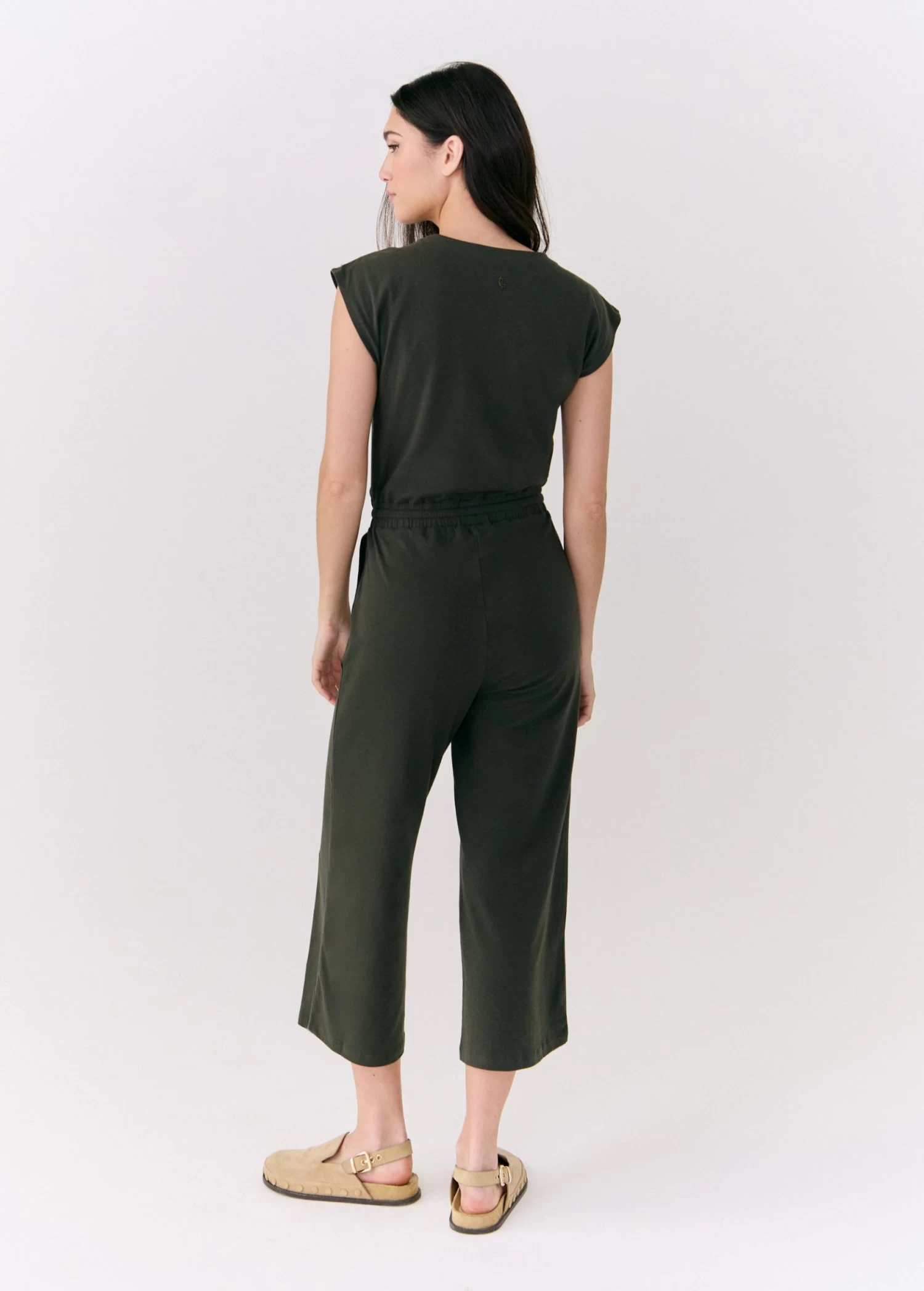 LOLE Effortless Wrap Jumpsuit - Olive 3 LOLE Effortless Wrap Jumpsuit - Olive - Image 3
